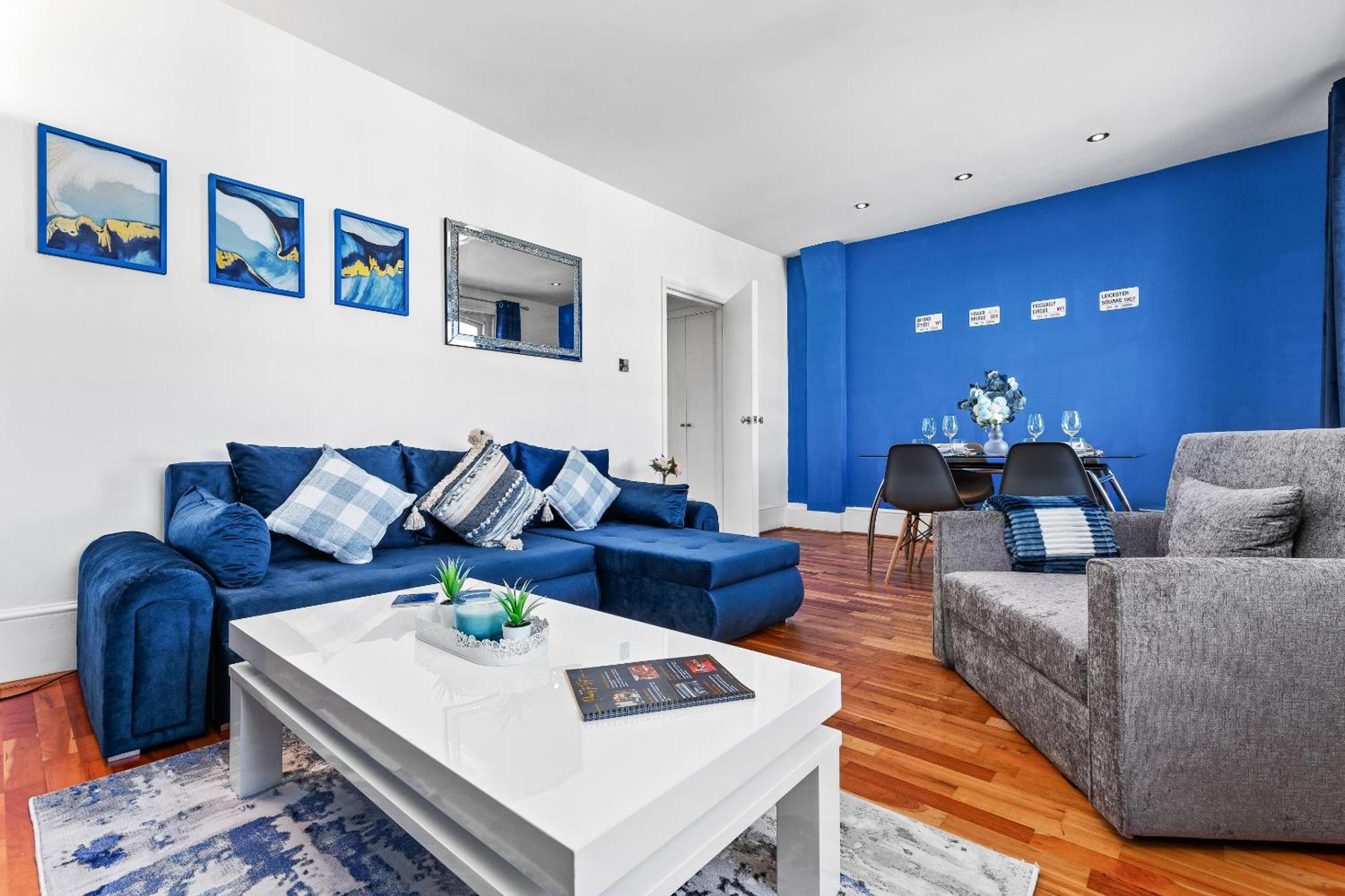 Balcony Blue Theme 1 Bedroom Central London Luxury Flat Near Hyde Park! Accommodates Up To 6! Double Sofa Bed And Next To Station! מראה חיצוני תמונה