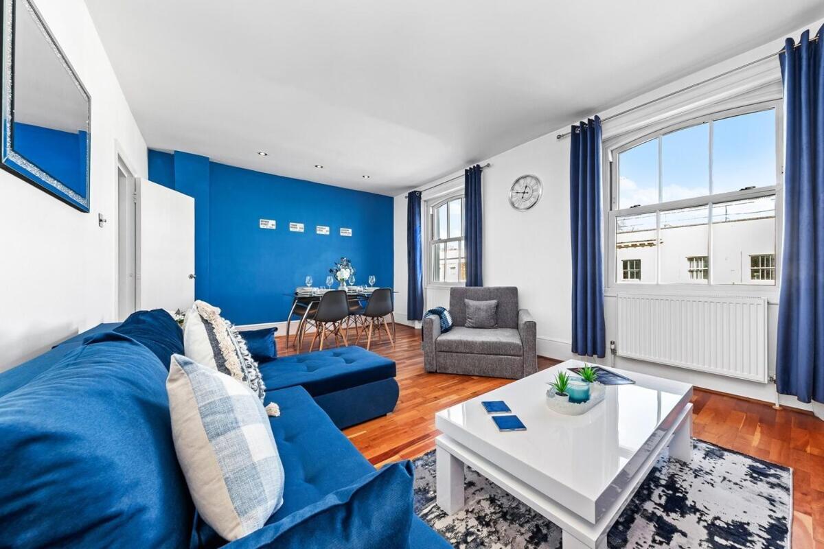 Balcony Blue Theme 1 Bedroom Central London Luxury Flat Near Hyde Park! Accommodates Up To 6! Double Sofa Bed And Next To Station! מראה חיצוני תמונה