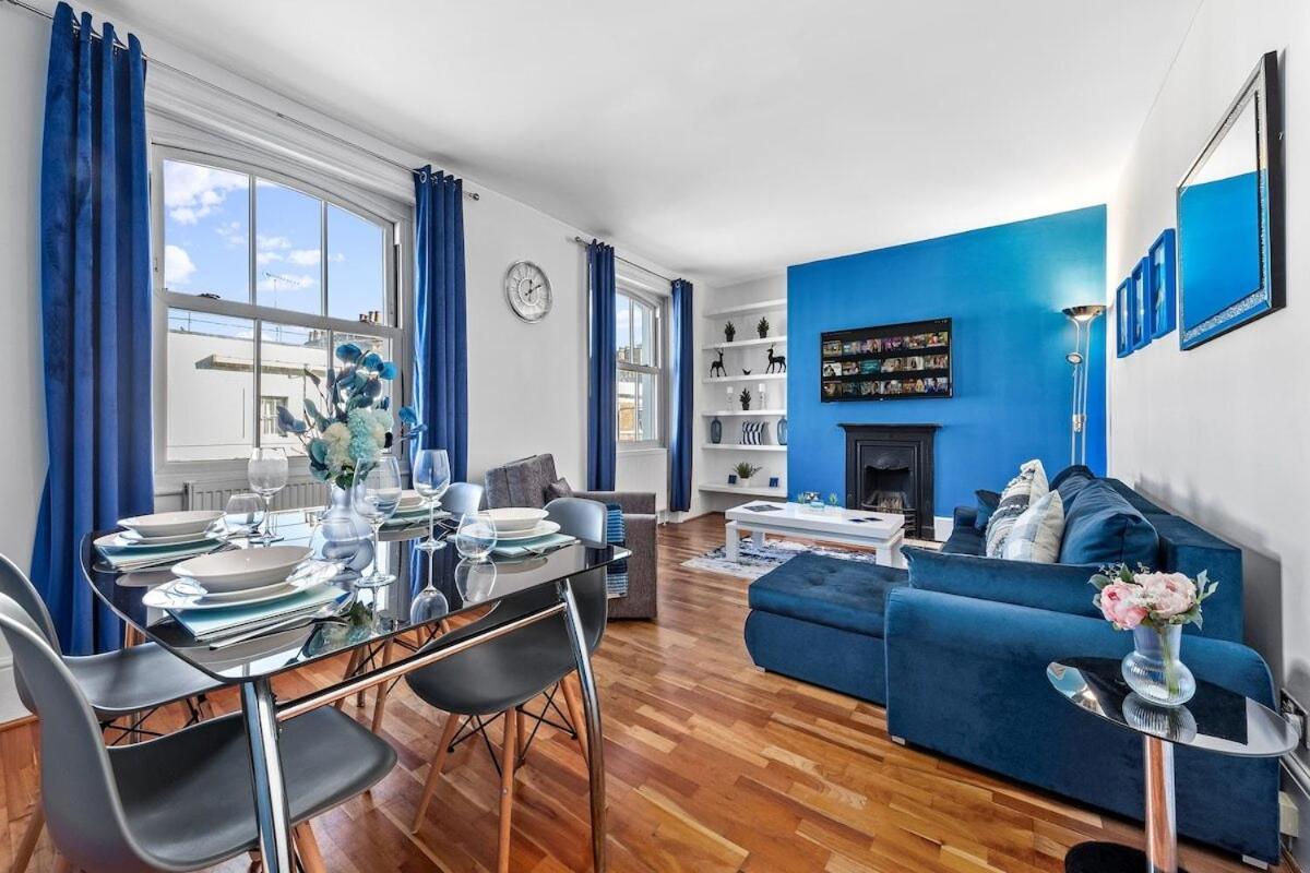 Balcony Blue Theme 1 Bedroom Central London Luxury Flat Near Hyde Park! Accommodates Up To 6! Double Sofa Bed And Next To Station! מראה חיצוני תמונה